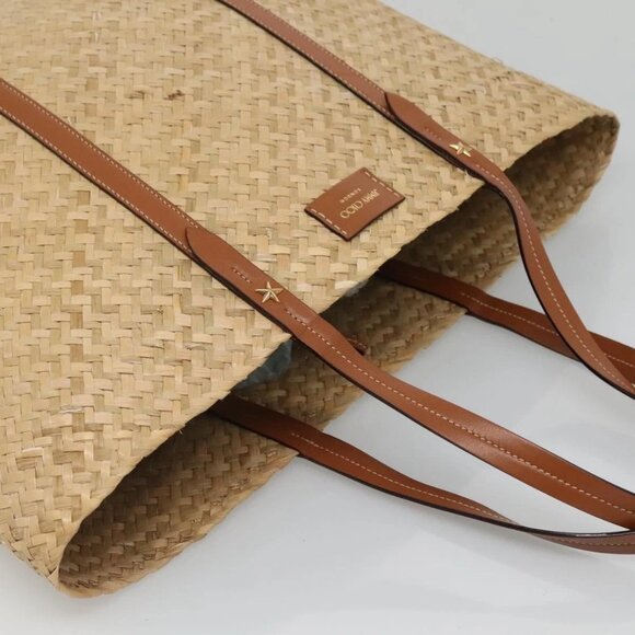 Jimmy Choo Studs Tote Bag Straw Beige Auth BA5421 - Picture 8 of 13